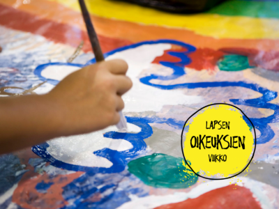 Lapsi maalaa ja Lapsen oikeuksien viikon logo