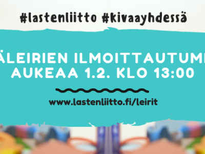 kesäleirien ilmoittautuminen auki